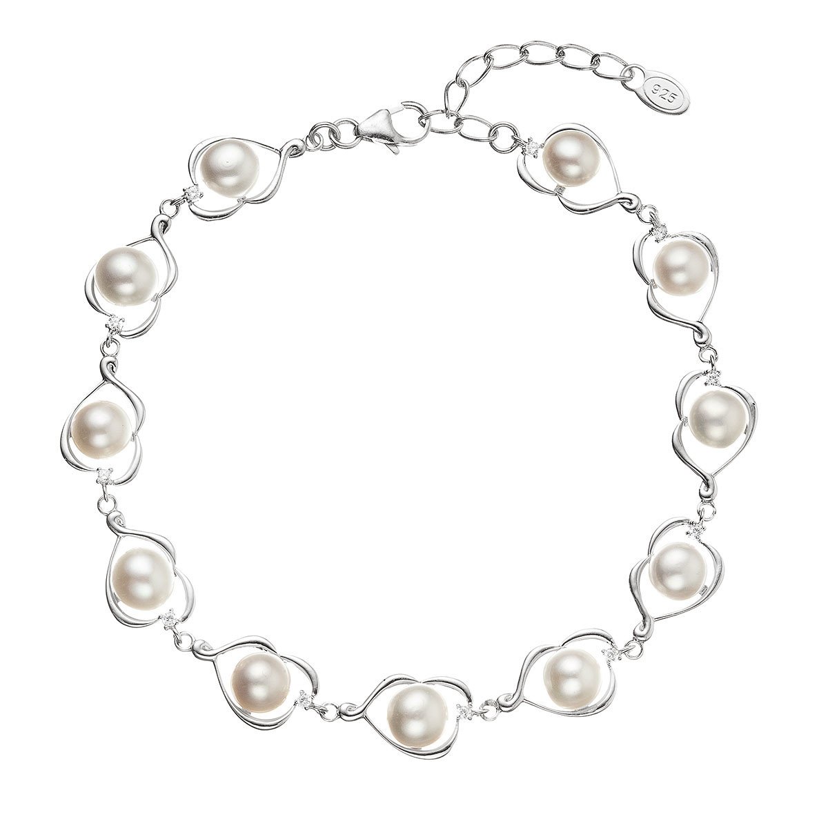 Evolution Group Stříbrný náramek s říčními perlami po obvodu 23025.1