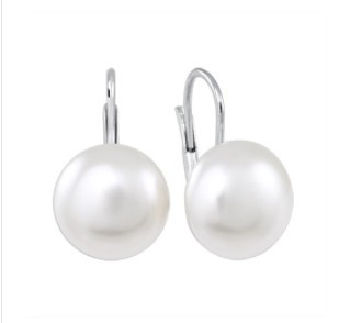 Brilio Silver Půvabné stříbrné náušnice se syntetickou perlou 438 001 01238 04