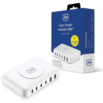 Nabíječka cestovní 3mk Hyper PowerMax 100W, GaN 4x USB-C (PD) / 2x USB, bílá 3mk 477963 5903108527255