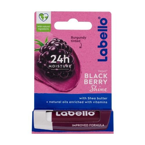 Labello Blackberry Shine 24h Moisture Lip Balm 4,8 g balzám na rty s jemným zbarvením pro ženy