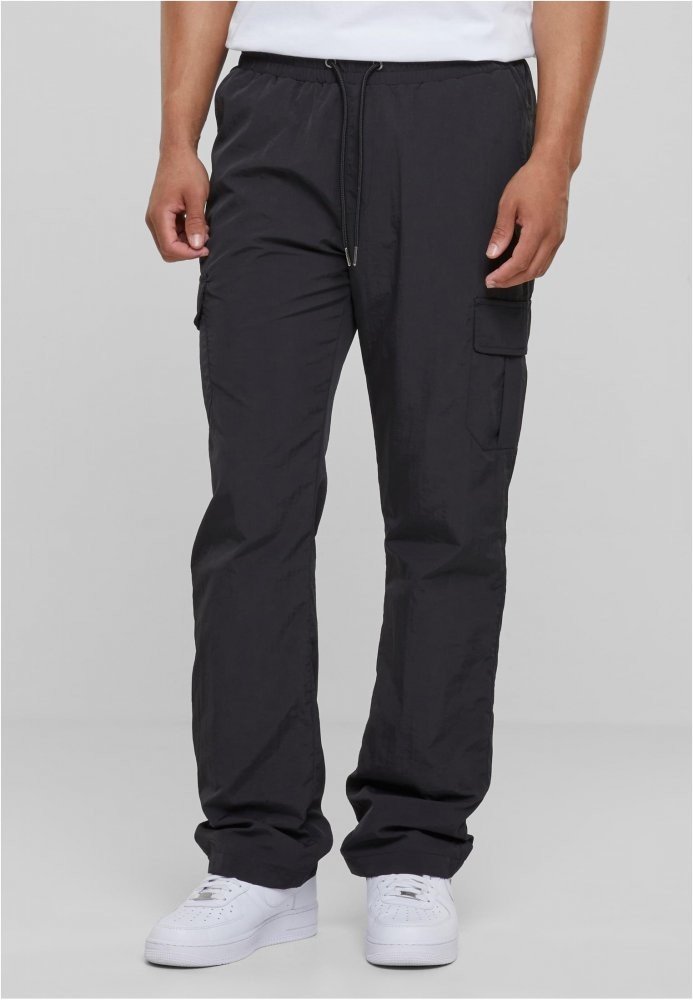 Straight Leg Nylon Cargo Pants - black 3XL