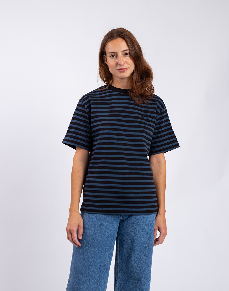 Carhartt WIP W' S/S Seidler T-Shirt Seidler Stripe, Black / Squid XS