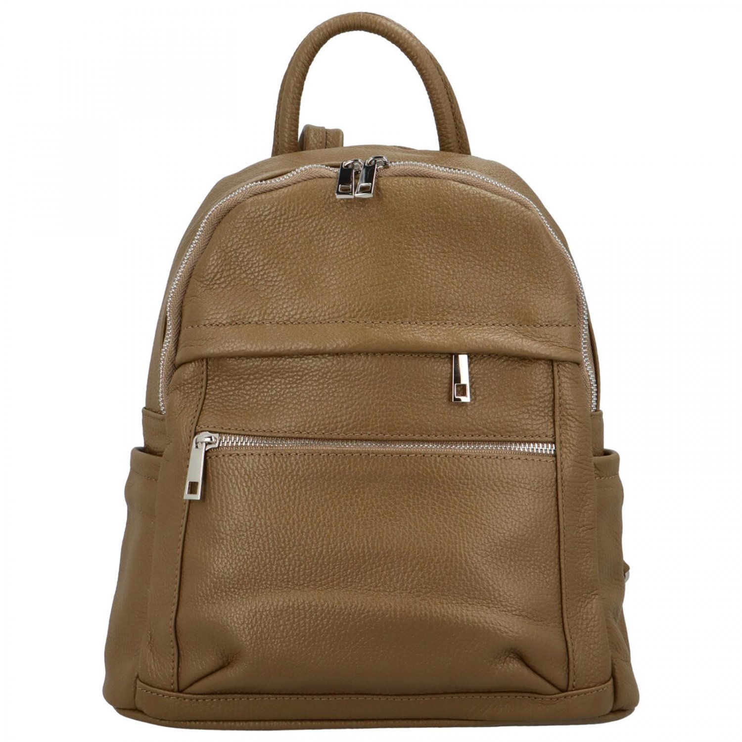 Trendy městský kožený batůžek  Luise, khaki