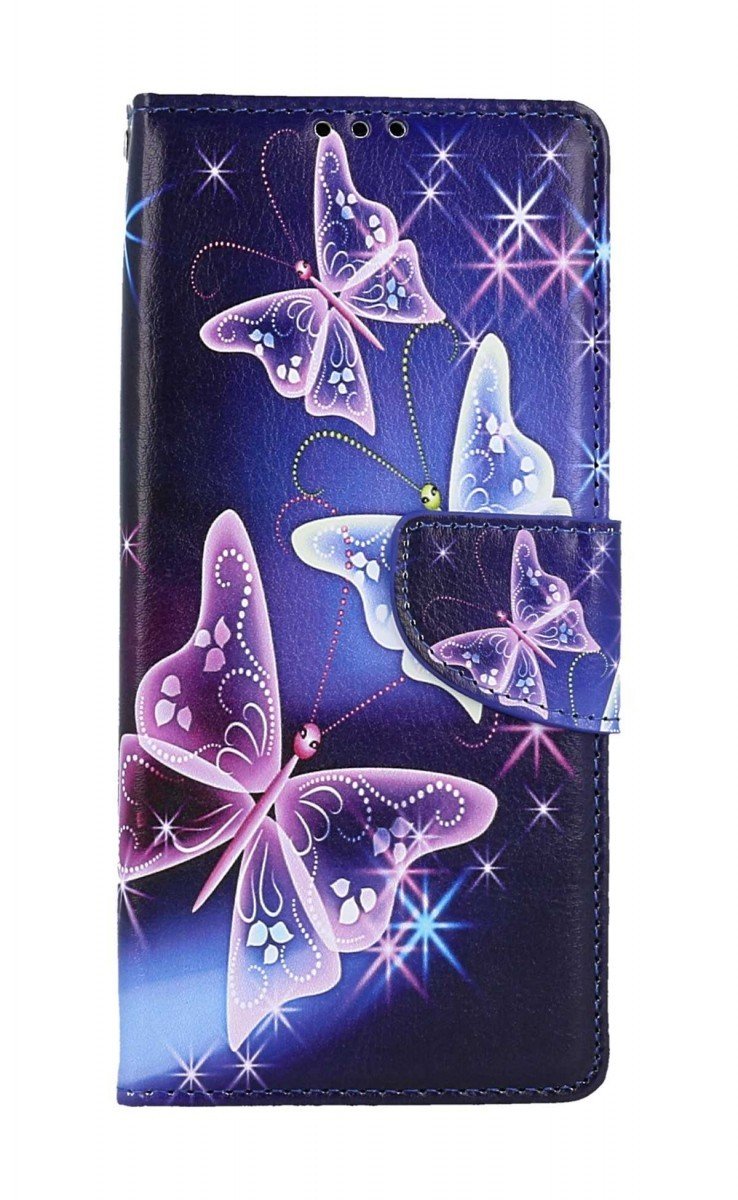 Pouzdro TopQ Realme C55 knížkové Modré s motýlky 107385