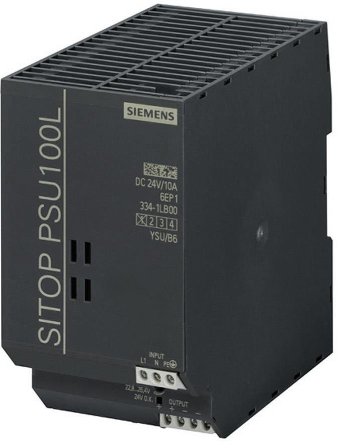 Siemens SITOP PSU100L 24 V/10 A síťový zdroj na DIN lištu 24 V/DC 10 A 240 W Počet výstupů:1 x Obsahuje 1 ks