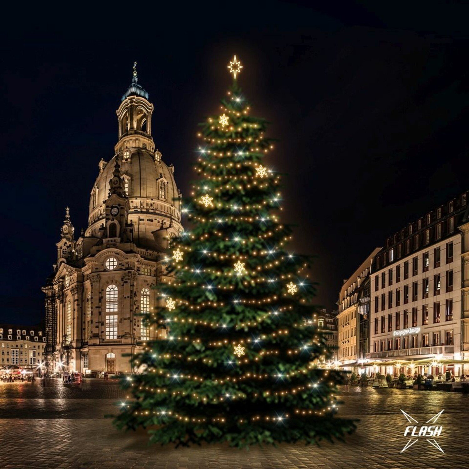 DecoLED LED světelná sada na stromy vysoké 18-20m, teplá bílá s Flash, dekory EFD05W