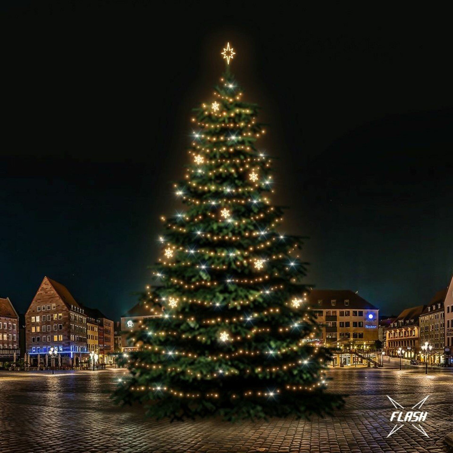 DecoLED LED světelná sada na stromy vysoké 21-23m, teplá bílá s Flash, dekory EFD05W