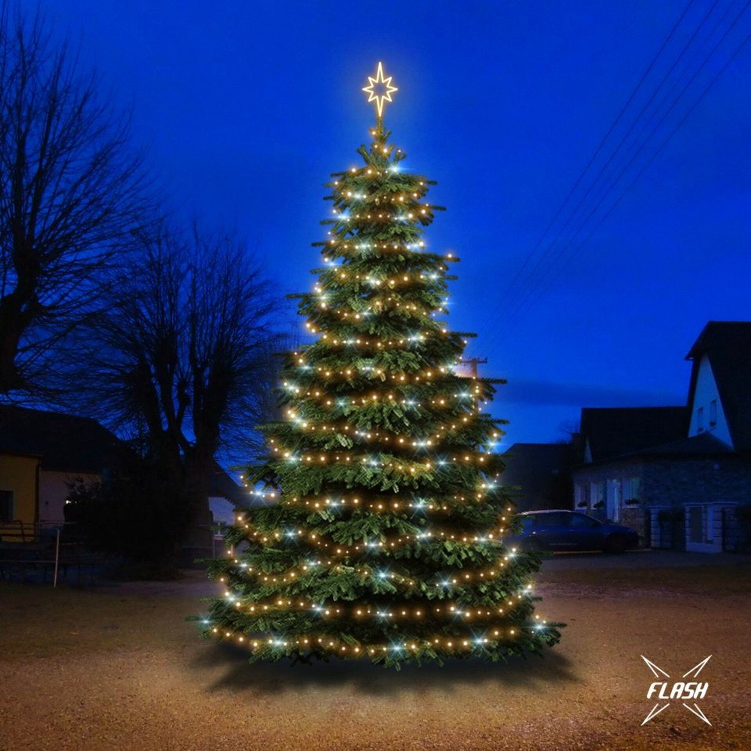 DecoLED LED světelná sada na stromy vysoké 6-8m, teplá bílá s Flash
