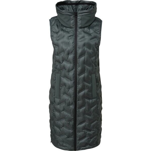 s.Oliver RL OUTDOOR WAISTCOAT Dlouhá vesta s prošíváním, tmavě zelená, velikost 34
