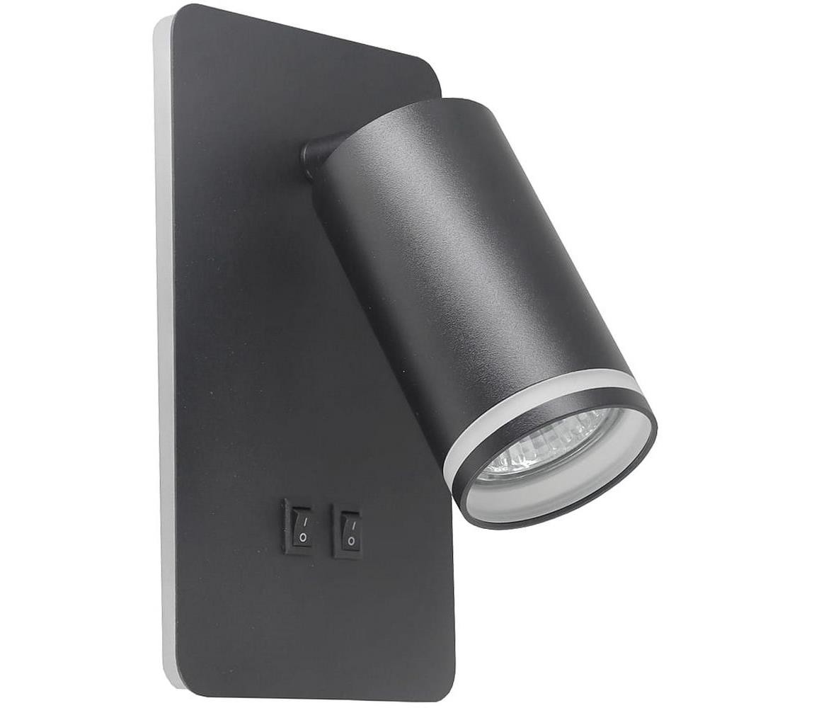 LED Nástěnné bodové svítidlo PARIS 1xGU10/10W/230V + LED/6W/230V černá