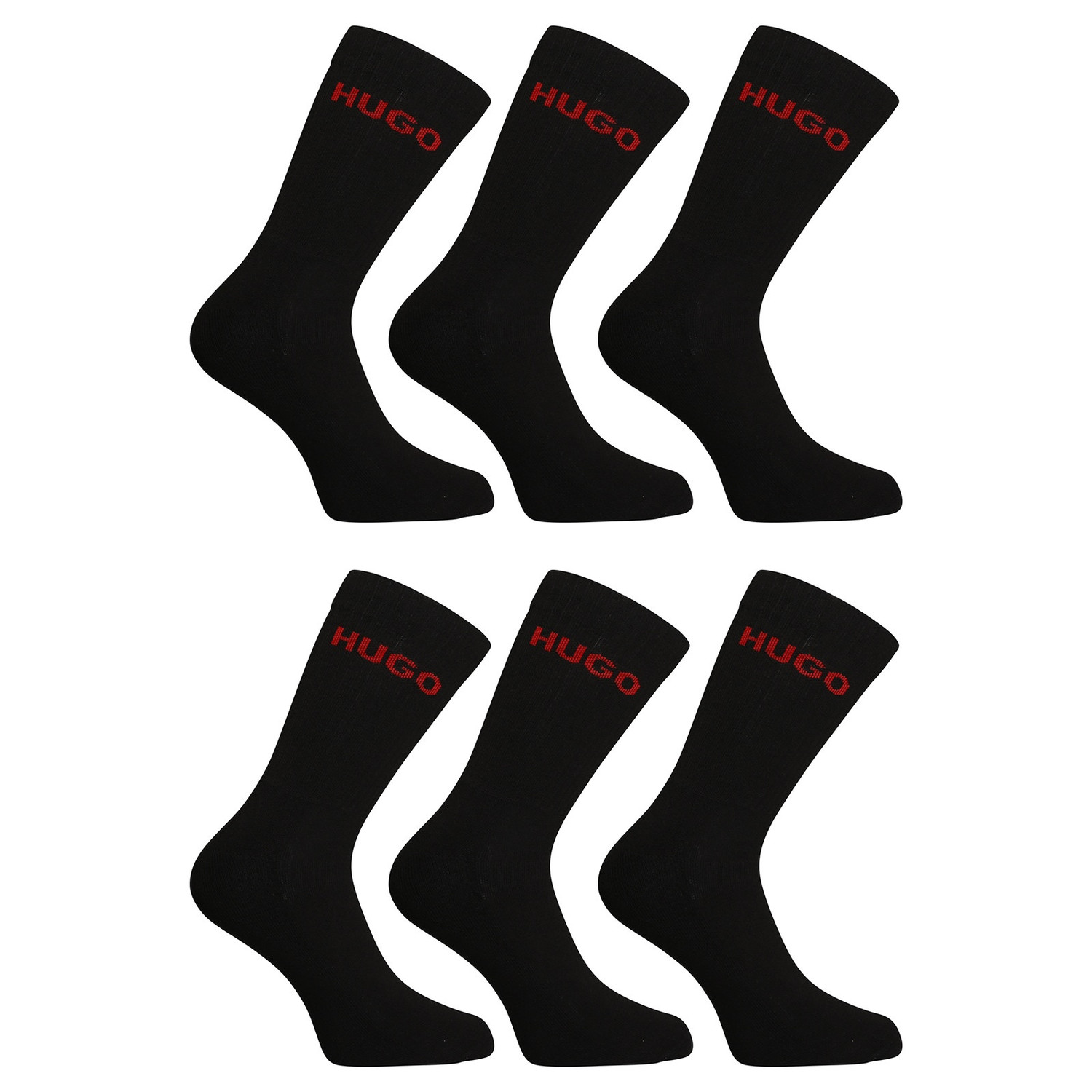 6PACK ponožky Hugo Boss vysoké černé (50510187 001) L