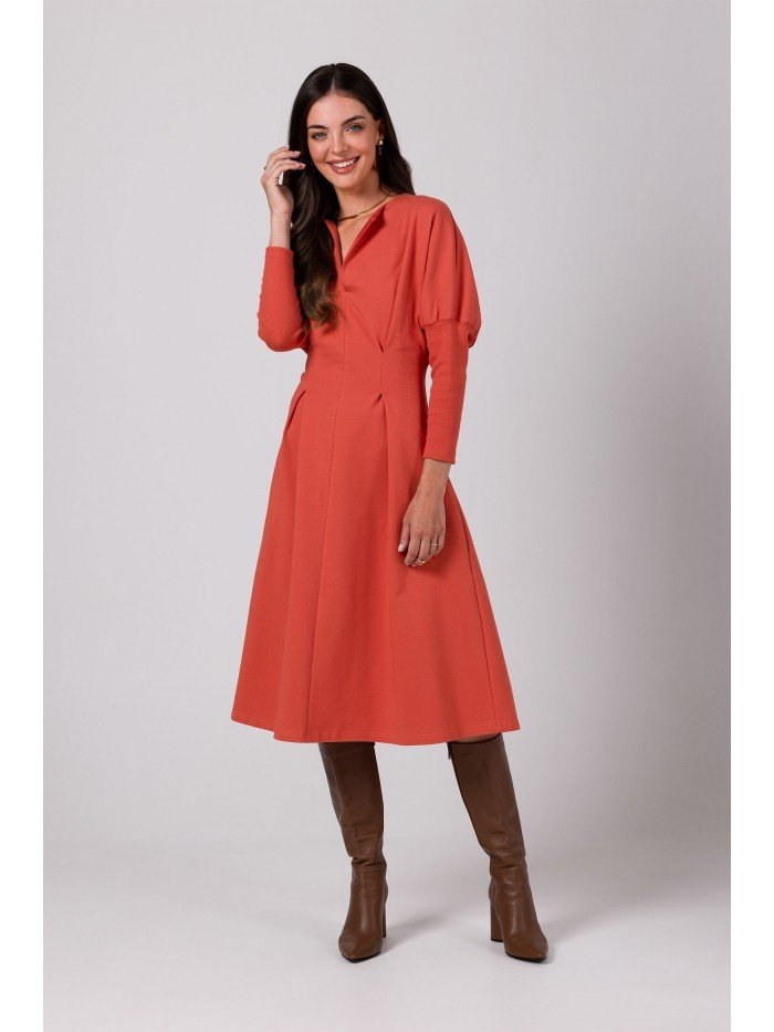 BeWear Dámské volnočasové šaty Nanel B273 cihlově červená S