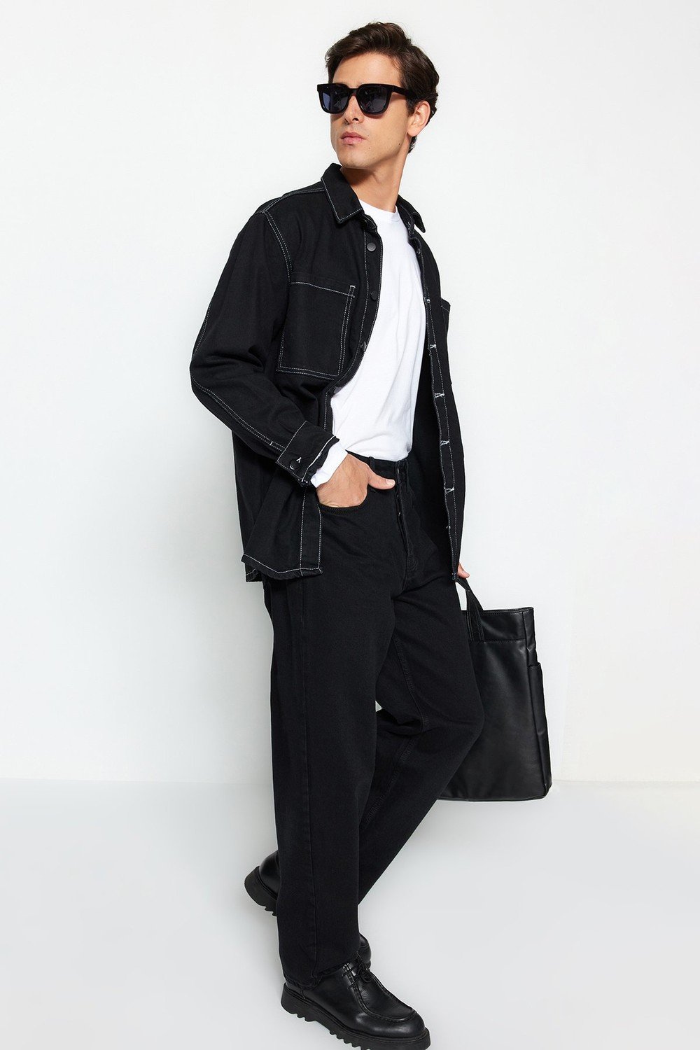 Trendyol Men's Black Baggy Fit Jeans Denim Pants