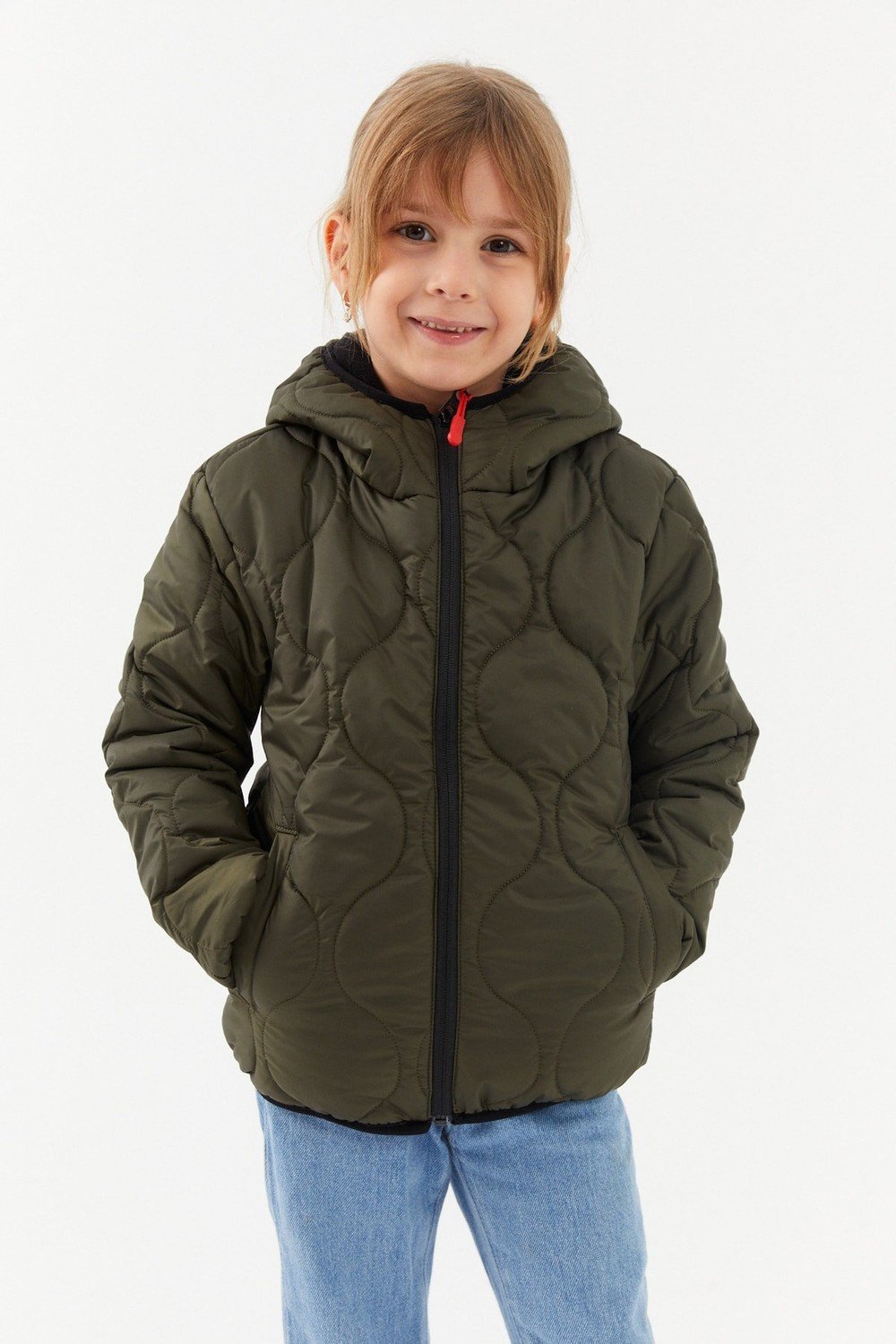 River Club Girl Onion Pattern Water And Windproof Lined Khaki Hooded Coat.