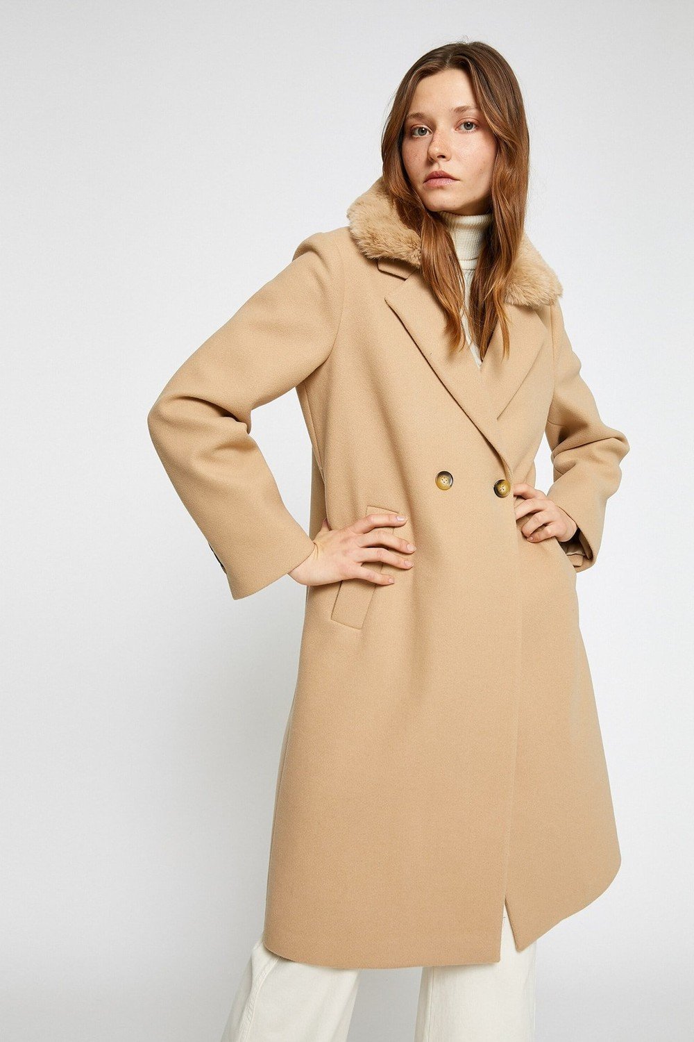 Koton Women's Beige Coat