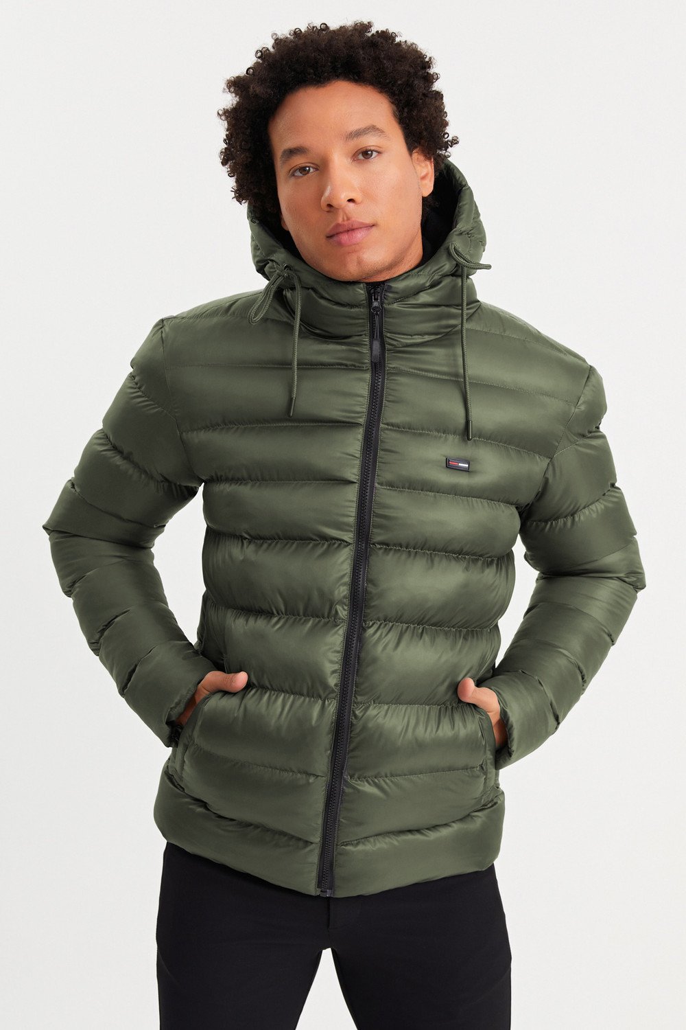 River Club Men's Khaki Lined Water and Windproof Hooded Winter Puffer Coat