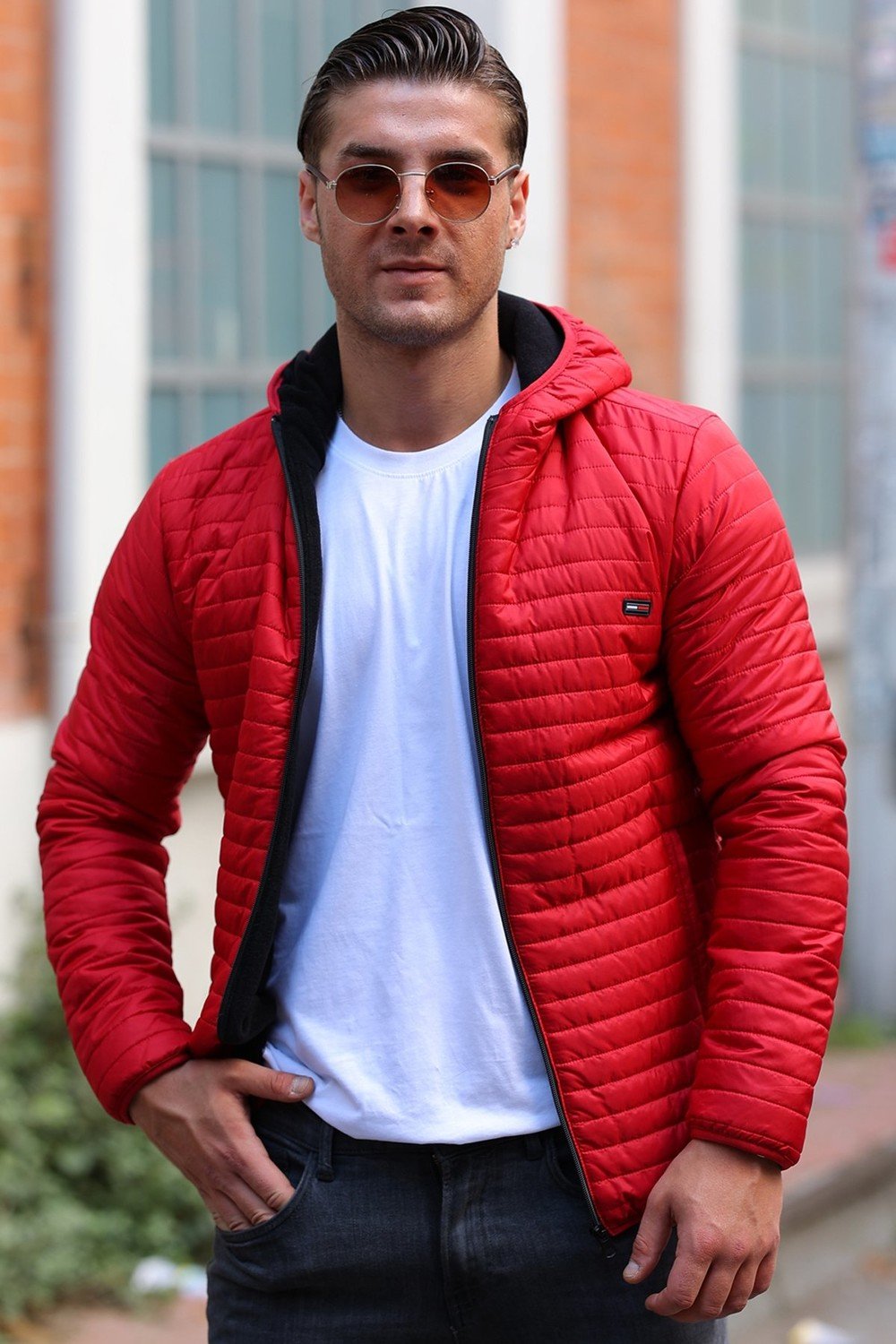 River Club Men's Red Inner Lined Water And Windproof Jacket.