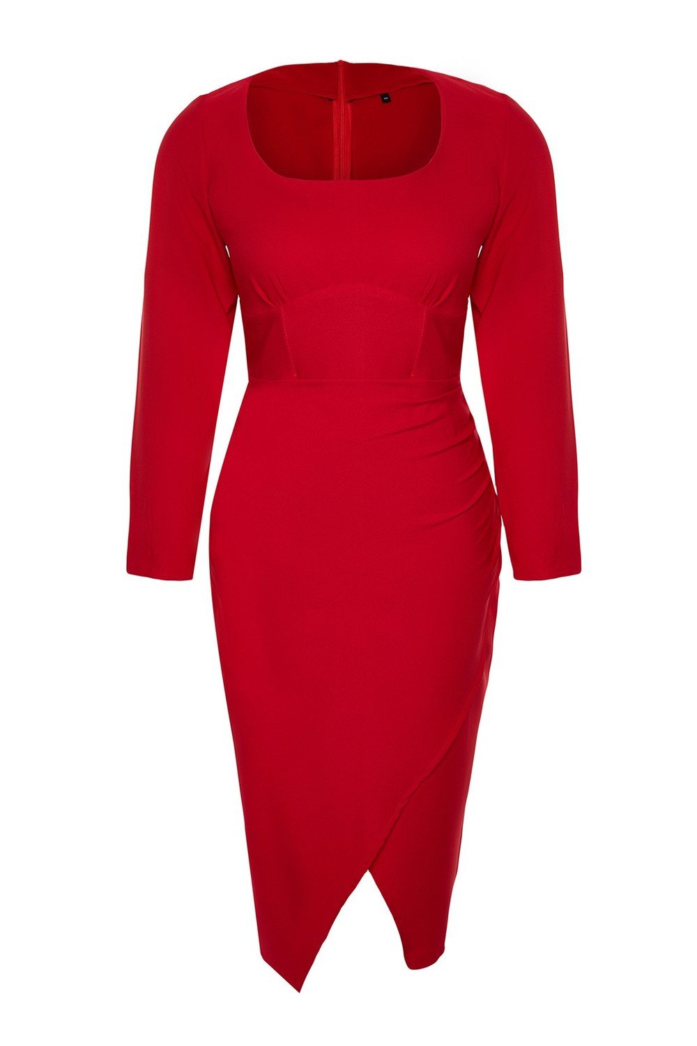 Trendyol Curve Red Knitted Fitted Midi Dress