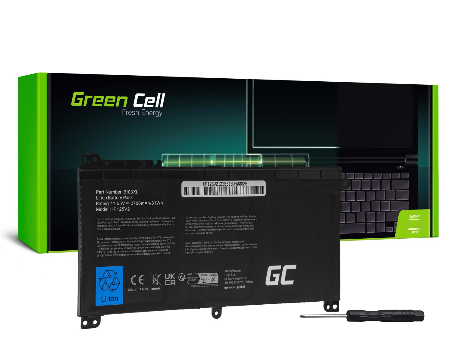 Green Cell Baterie BI03XL ON03XL pro HP Pavilion x360 13-U 13-U000 13-U100 Stream 14-AX 14-AX000 HP125V2 neoriginální