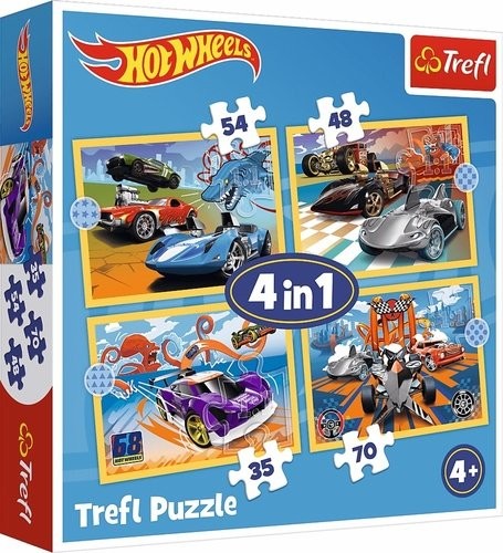 Puzzle Autíčka Hot Wheels 4v1