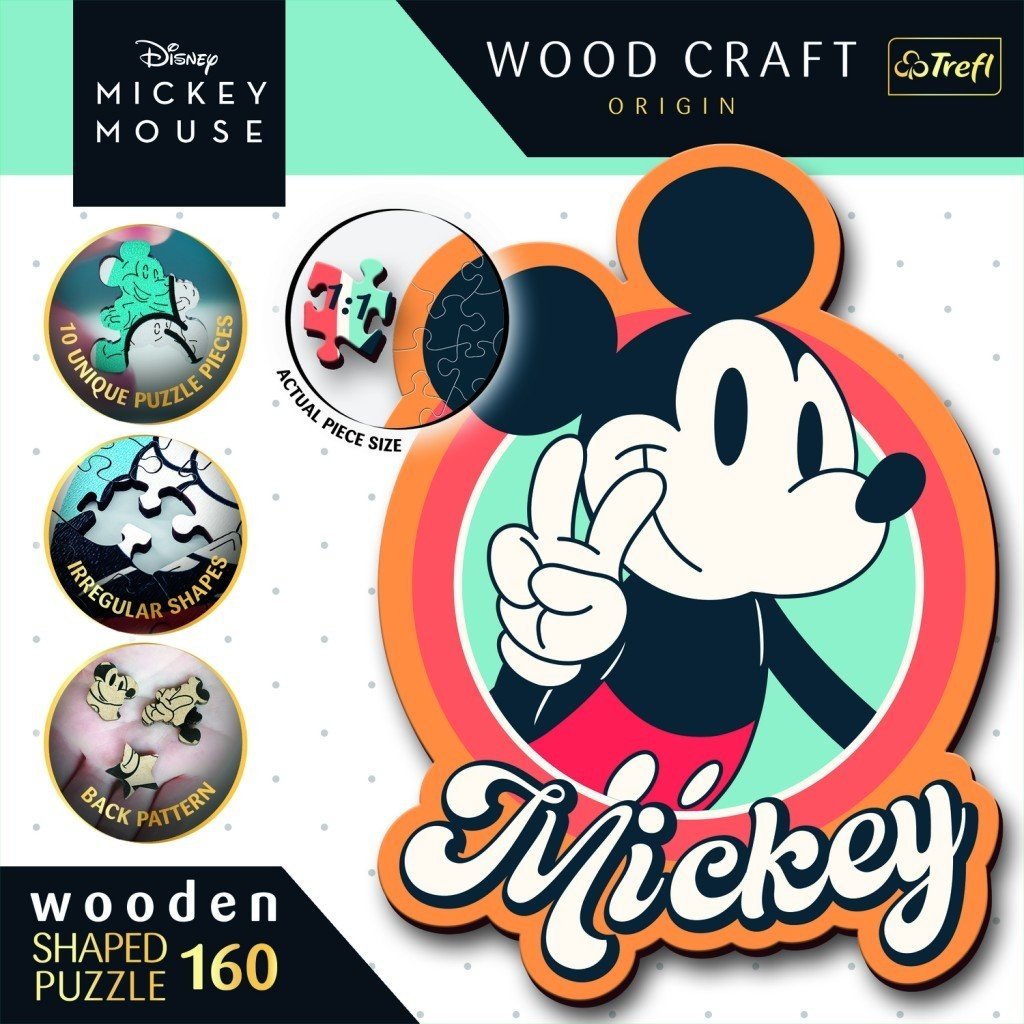 Wood Craft Origin puzzle Mickey Mouse Retro 160 dílků - Trefl