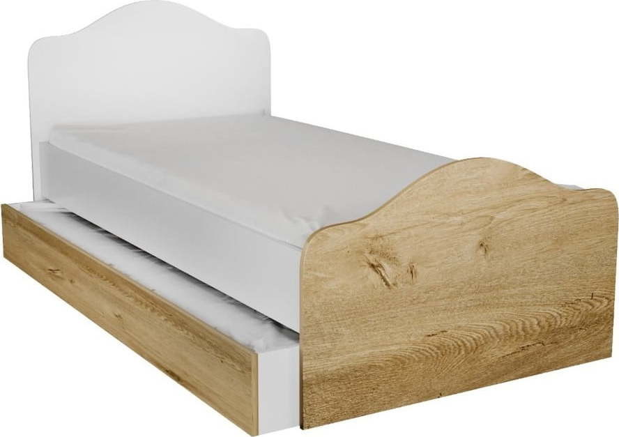 Jednolůžková postel s úložným prostorem v bílo-přírodní barvě 90x190 cm Kanguru – Kalune Design