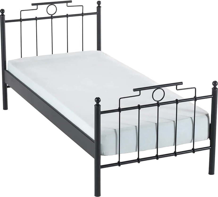 Černá kovová jednolůžková postel s roštem 90x200 cm Hatkus – Kalune Design
