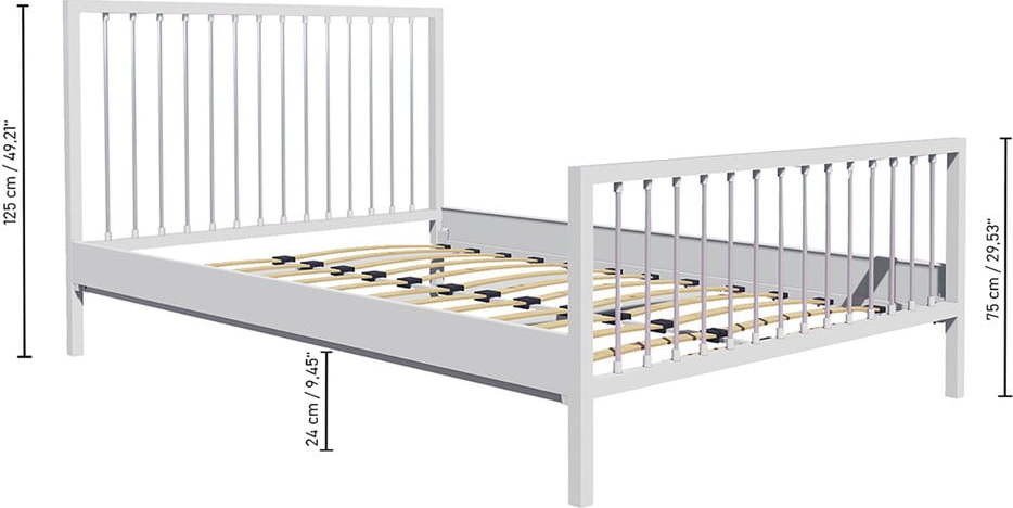 Bílá kovová dvoulůžková postel s roštem 140x200 cm Breeze – Kalune Design
