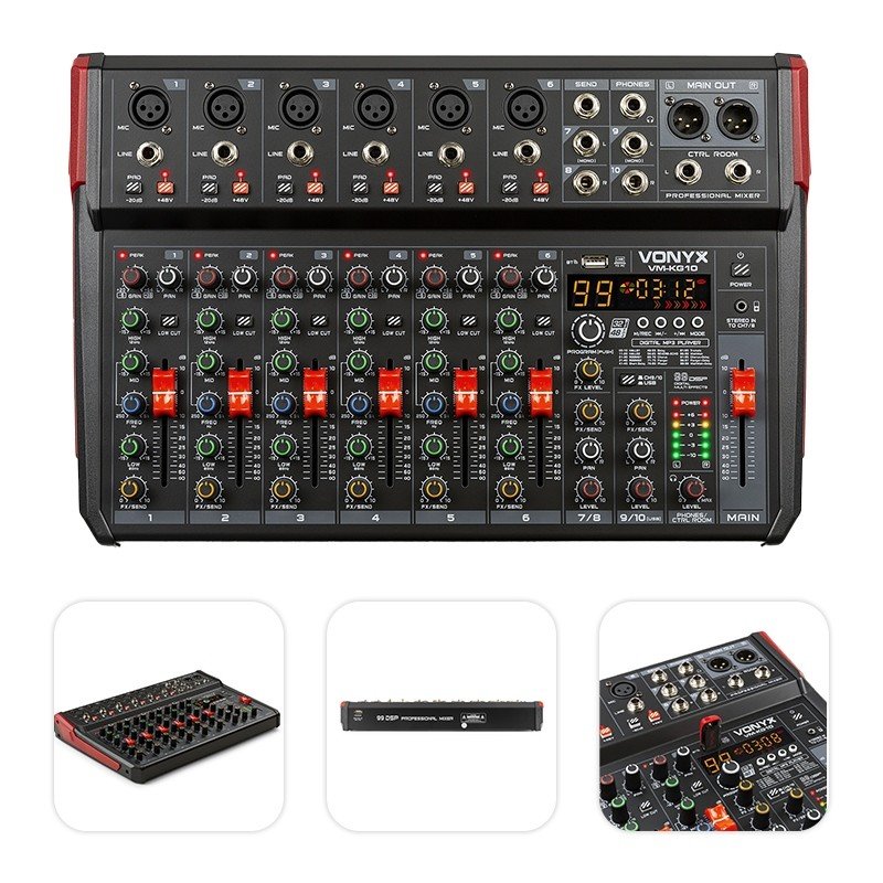 Audio mixážní pult10 kanálů Rec Bt/dsp/usb Vonyx