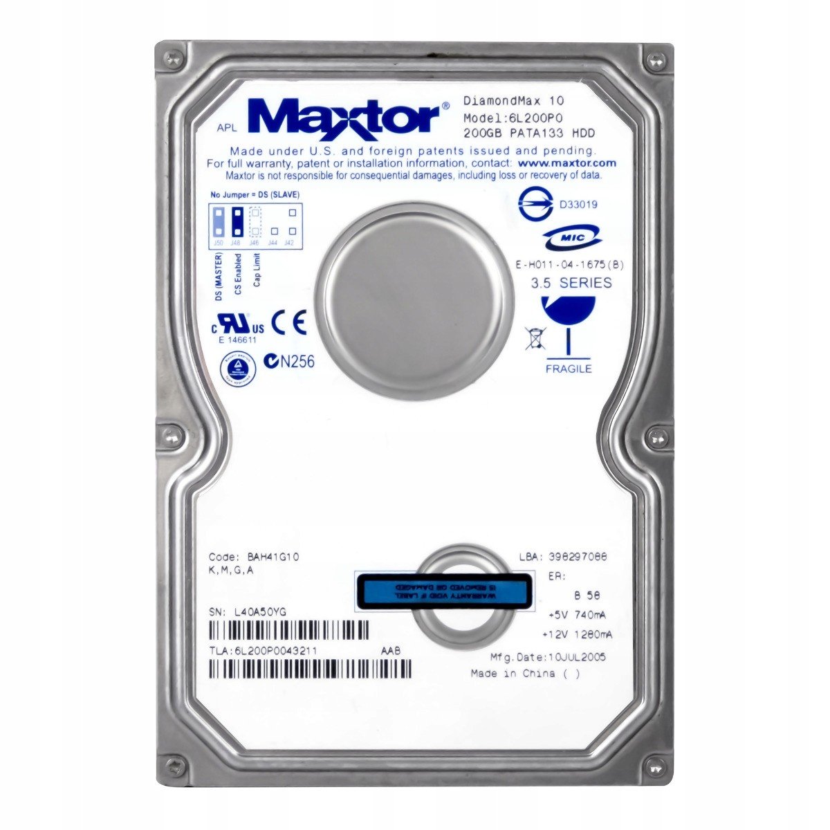 Maxtor DiamondMax 10 200GB 7.2K Ata 3.5'' 6L200P0