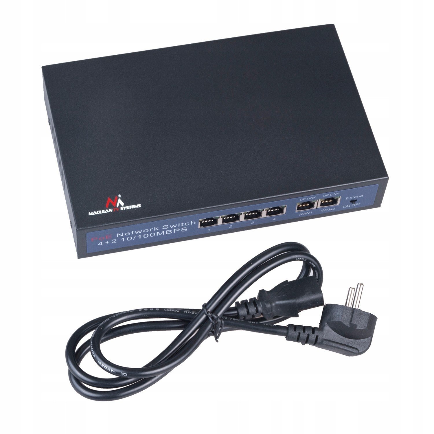 switch PoE pro Ip kamery 6 portů 4xPoE 2xUplink 60W