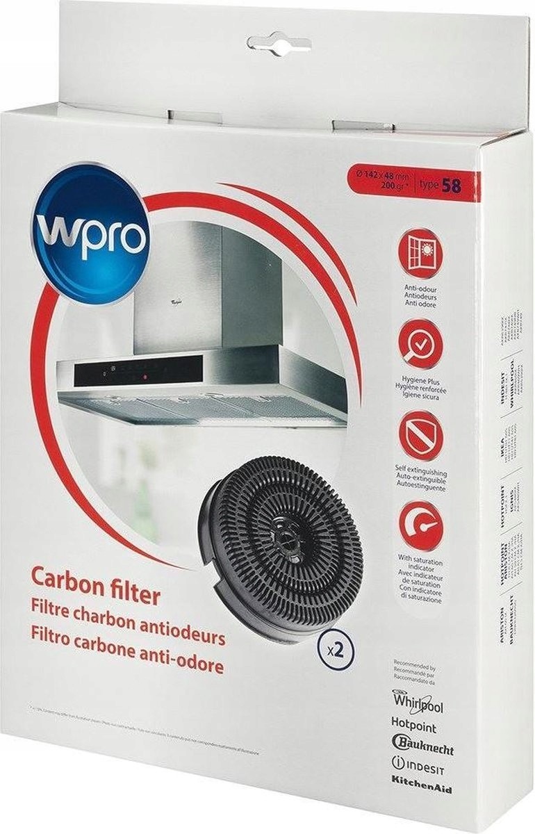 Wpro Uhlíkový filtr pro odsavač par typ 58