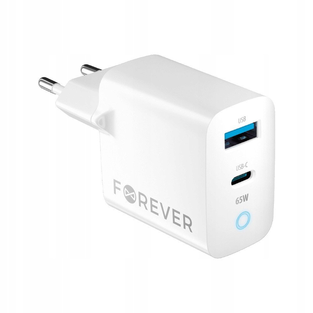 Forever síťová nabíječka GaN Pd Qc TC-06-65AC 1x Usb-c 1x Usb 65W bílá