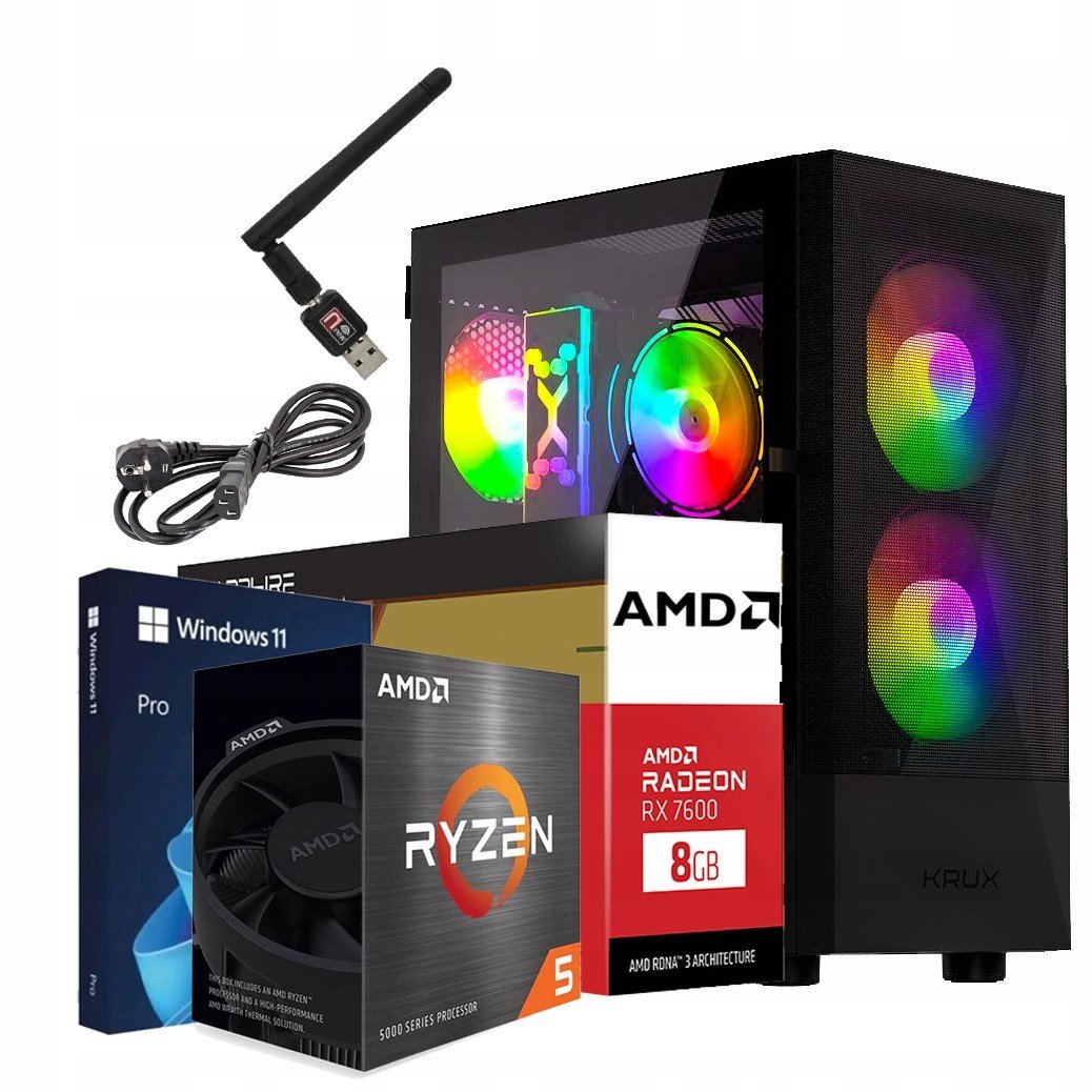 Herní Pc Amd Ryzen 5|RX 7600|1TB nVME|32GB Ram|monitor|windows