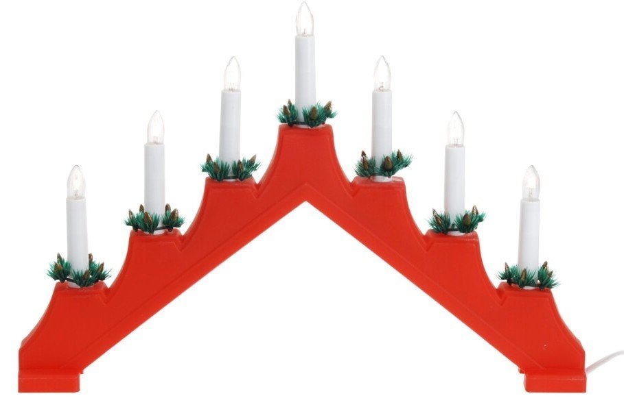 Vánoční dekorace 7 svíček LED červená