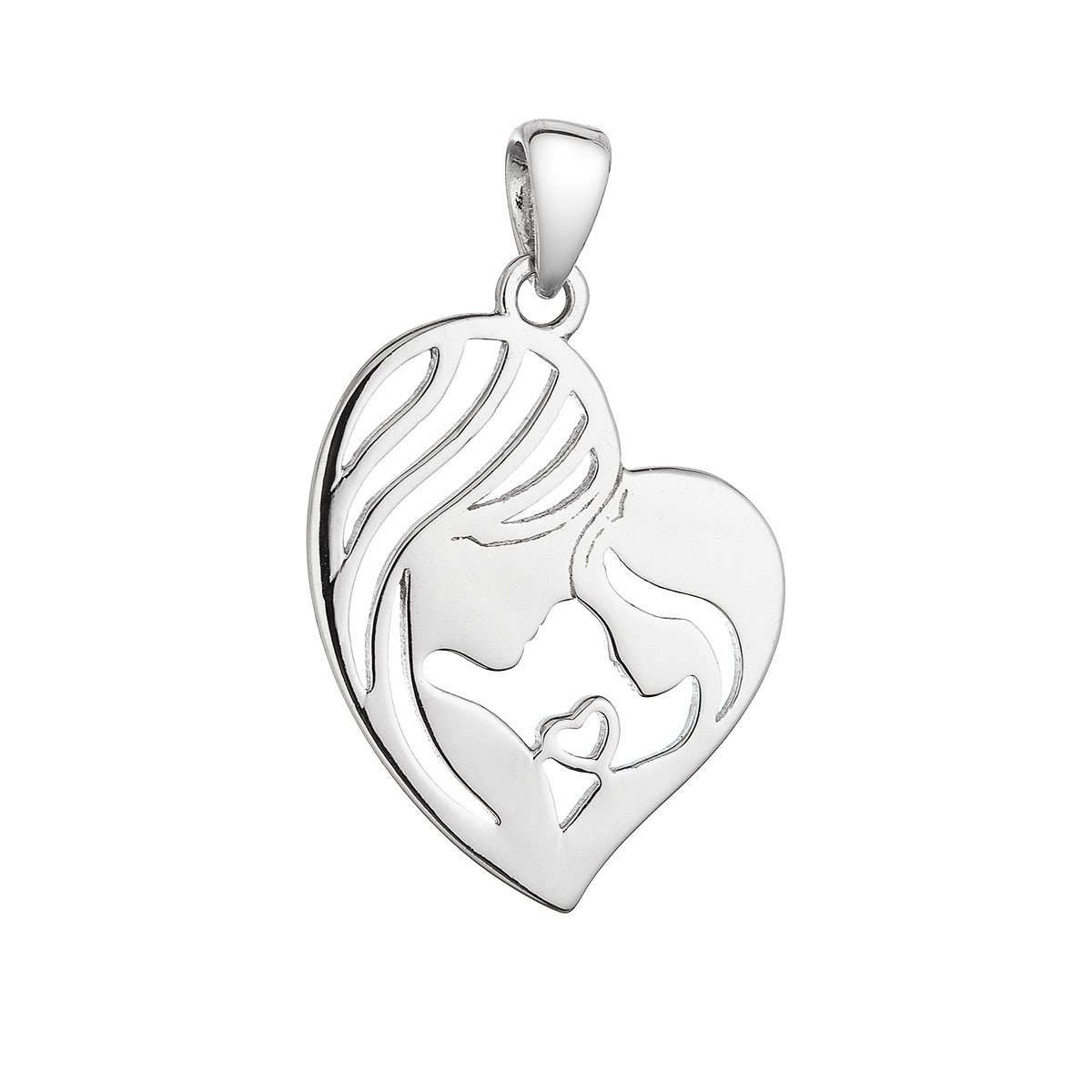 Evolution Group Stříbrný přívěsek srdce matka a dítě 64002