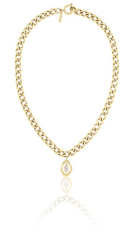 Calvin Klein Slušivý pozlacený náhrdelník Edgy Pearls 35000560