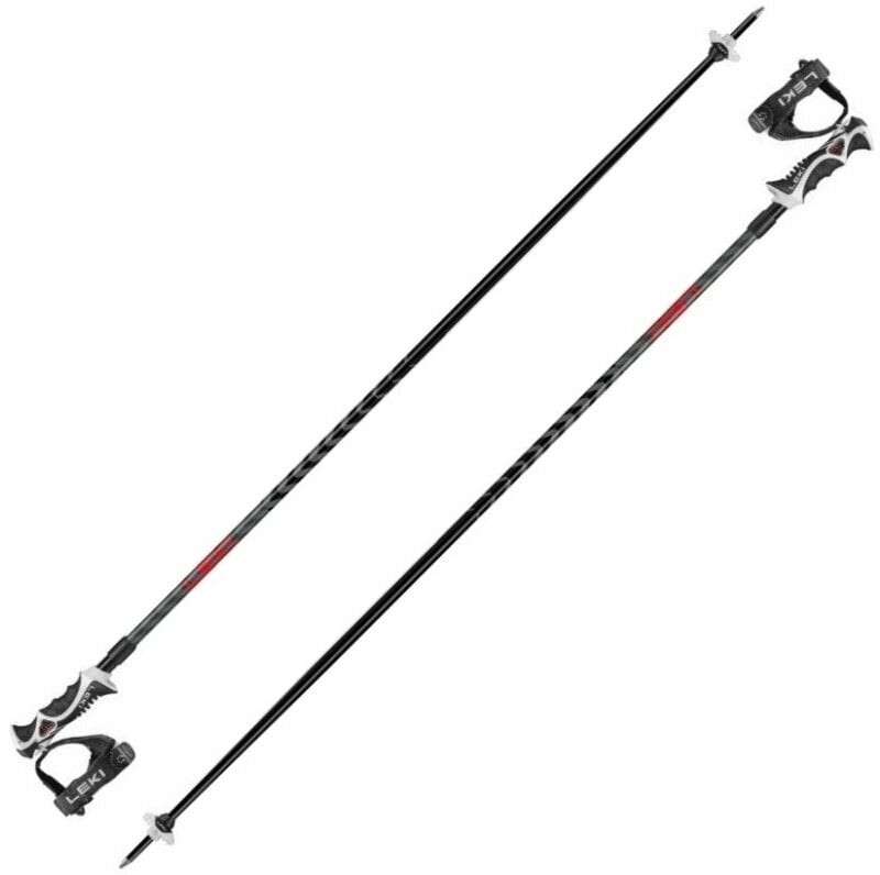 Leki Hot Shot S Eloxal Black/Anodized Grey/Bright Red 120 cm