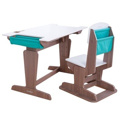 KidKraft ® Nastavitelný psací stůl s židlí Grow Together ™, popelavě šedý