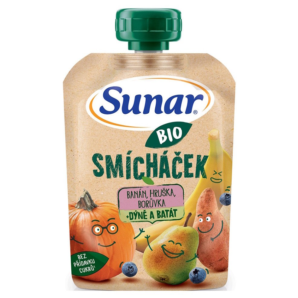 Sunar BIO Smícháček banán, hruška, borůvka, dýně, batát 100g