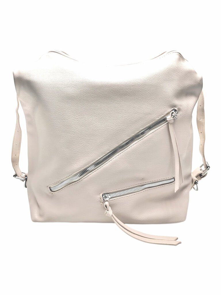 Velká perleťově bílá kabelka a batoh v jednom