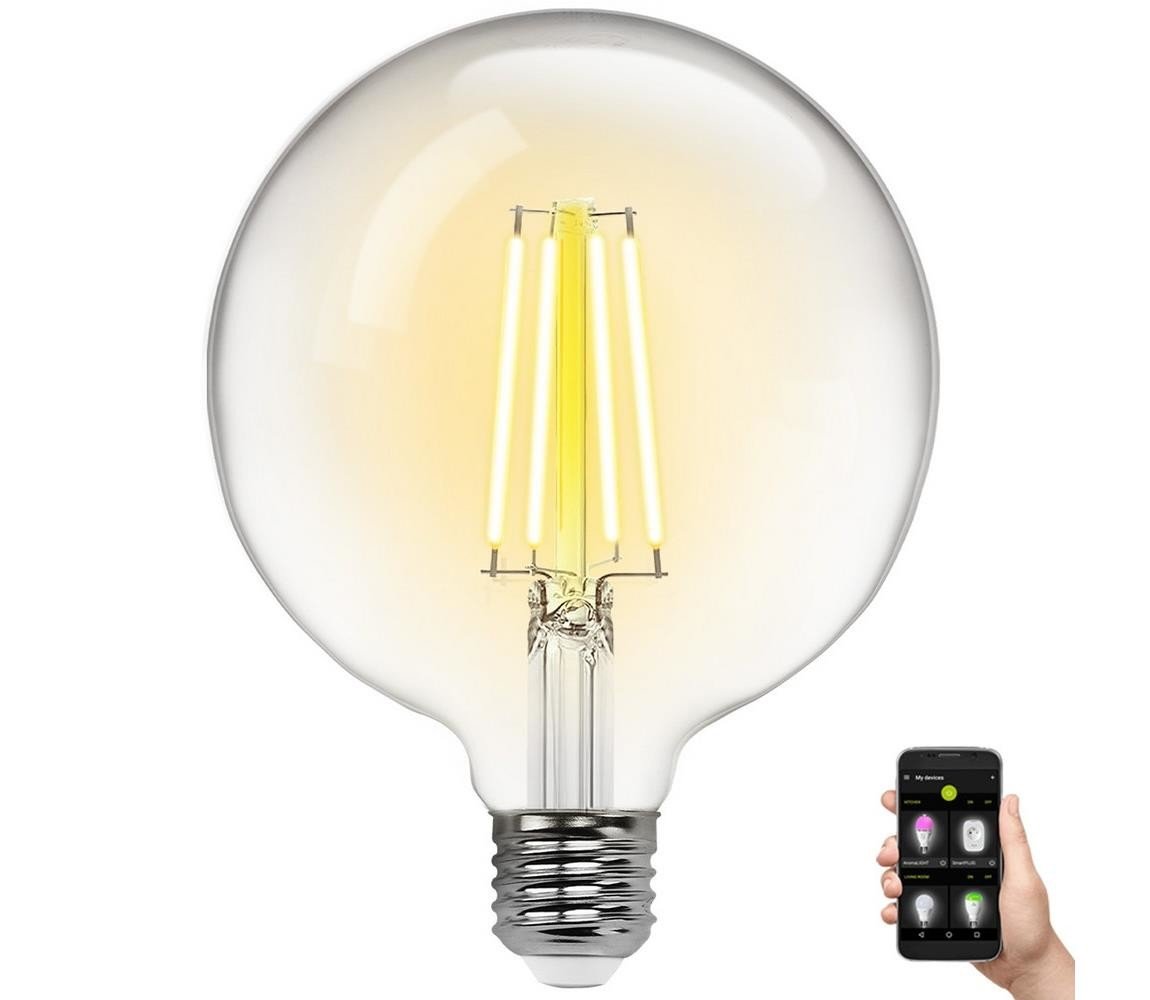 B.V. LED Stmívatelná žárovka FILAMENT G125 E27/6W/230V 2700-6500K Wi-Fi -