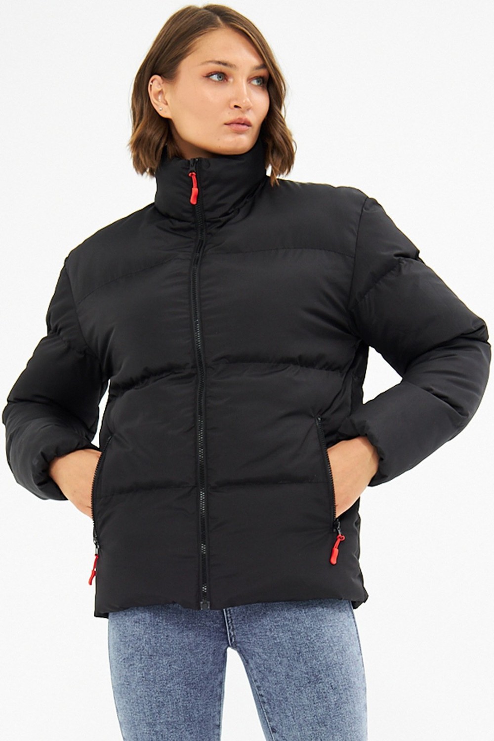 River Club Women's Black Inner Lined Waterproof And Windproof Inflatable Winter Coat.