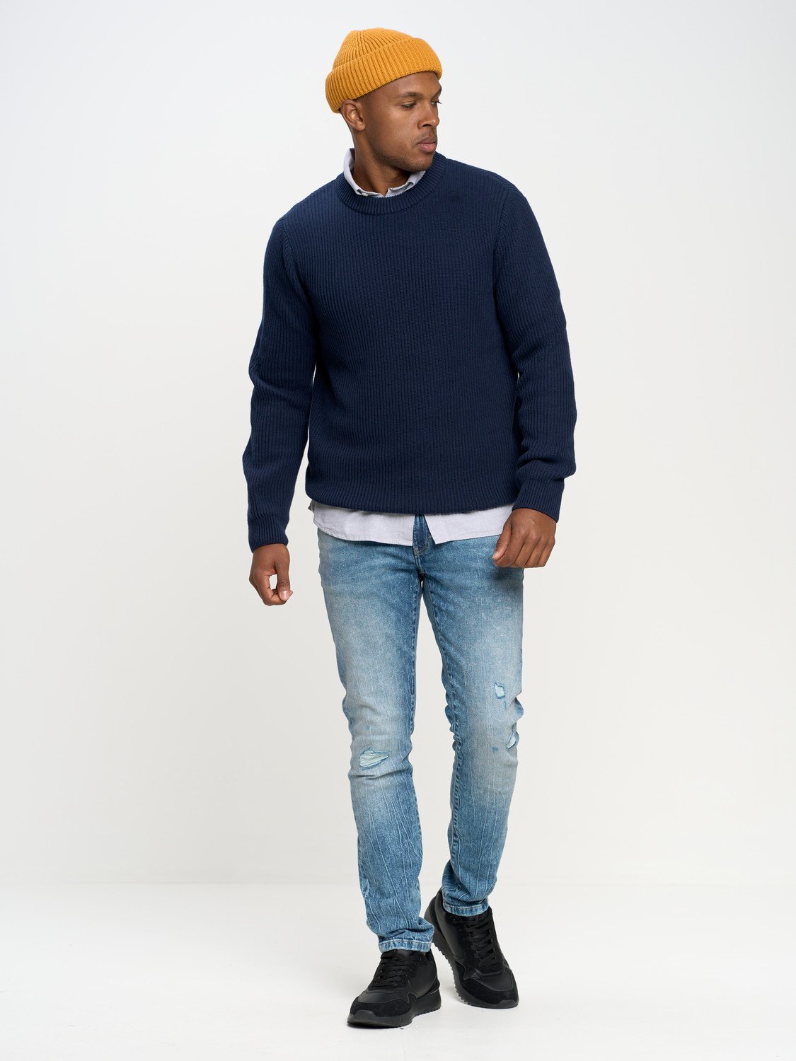 Big Star Man's Sweater 161005 Blue Wool-403