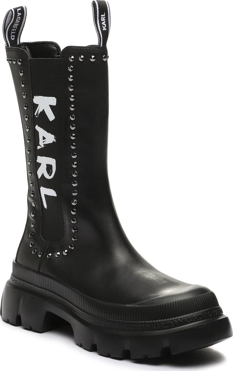 Kotníková obuv s elastickým prvkem KARL LAGERFELD KL43591 Black Lthr