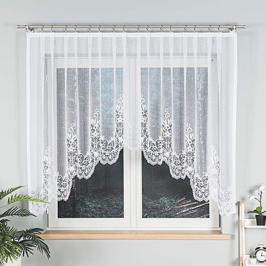 Dekorační oblouková krátká záclona na žabky BERENIKA bílá 330x140 cm MyBestHome