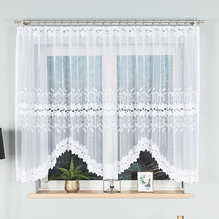 Dekorační oblouková krátká záclona na žabky BASTIA 150 bílá 300x150 cm MyBestHome