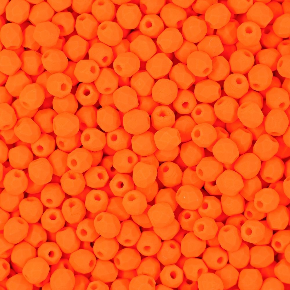 Broušené korálky 3mm Neon Orange - 300 ks