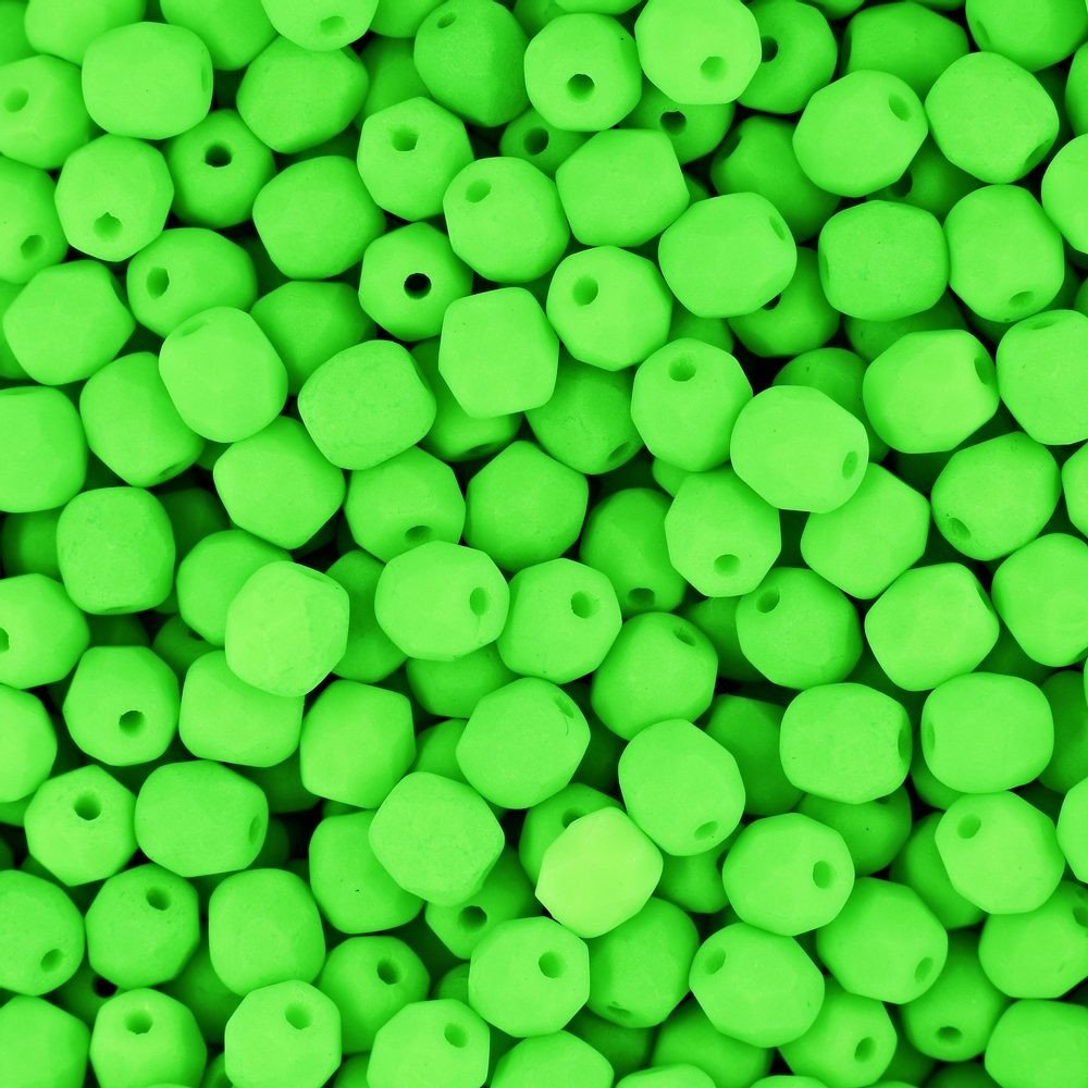 Broušené korálky 4mm Neon Green - 225 ks
