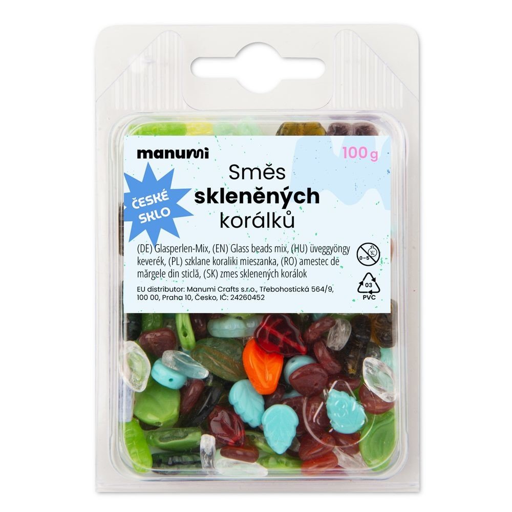 Preciosa ornela a.s. PRECIOSA směs skleněných korálků lístečky - 100 g